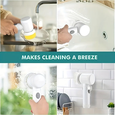 Brosse de nettoyage rotative électrique, rechargeable par USB, pour cuisine, salle de bain, automatique